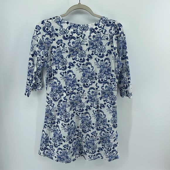 Yala 100% organic cotton printed 3/4 sleeve keyhole tunic top sz XS - Picture 7 of 7